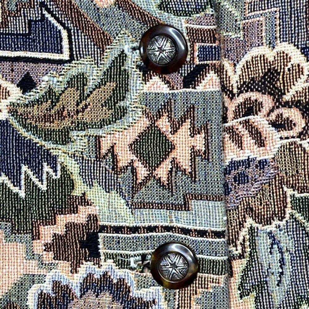 Banjo Dallas TX Crop Jacket Womens XL Tan Western Floral Aztec Brocade Long Slv - Picture 5 of 10